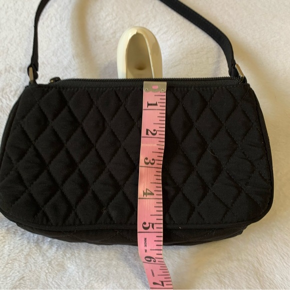 VERA BRADLEY Gigi black quilted crystals flower Mini shoulder Baguette VGUC+++ - Picture 10 of 10